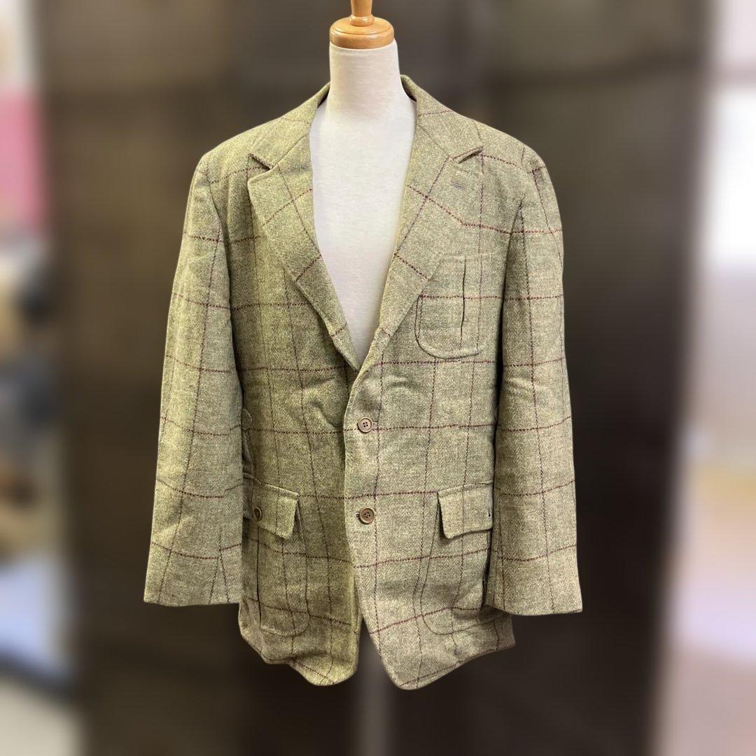 271-1 ラクアアンドシー チェック柄 ベージュスーツ サイズ52 (XL)