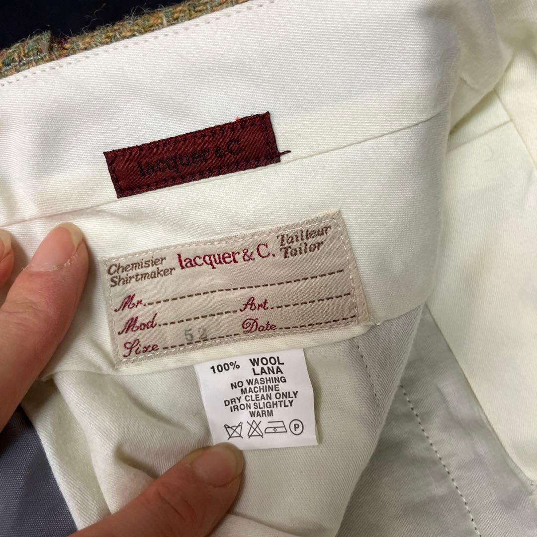 271-1 ラクアアンドシー チェック柄 ベージュスーツ サイズ52 (XL)