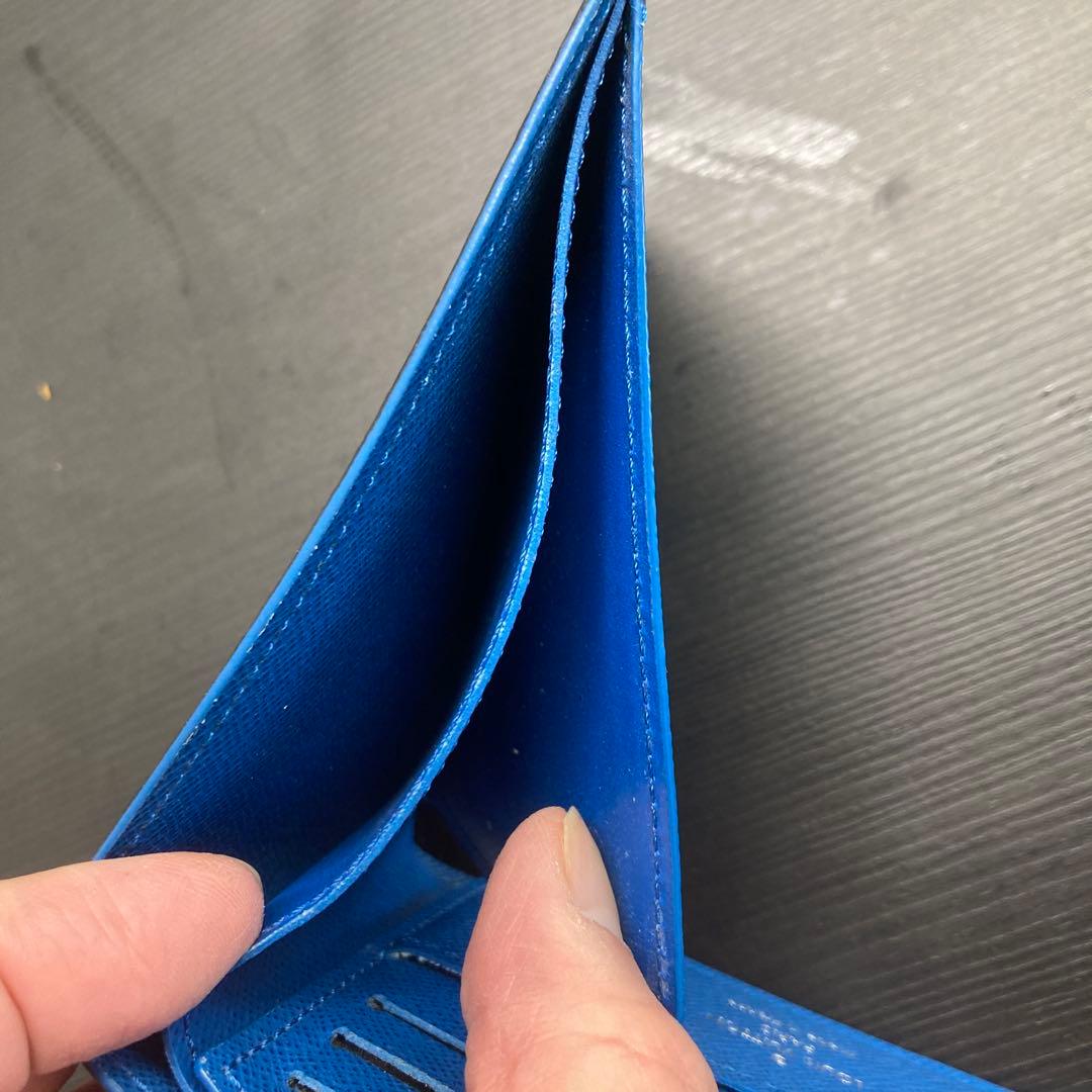 ルイ・ヴィトン フラッグ　ダミエ二つ折り財布ブルー×ブラック　バイカラー