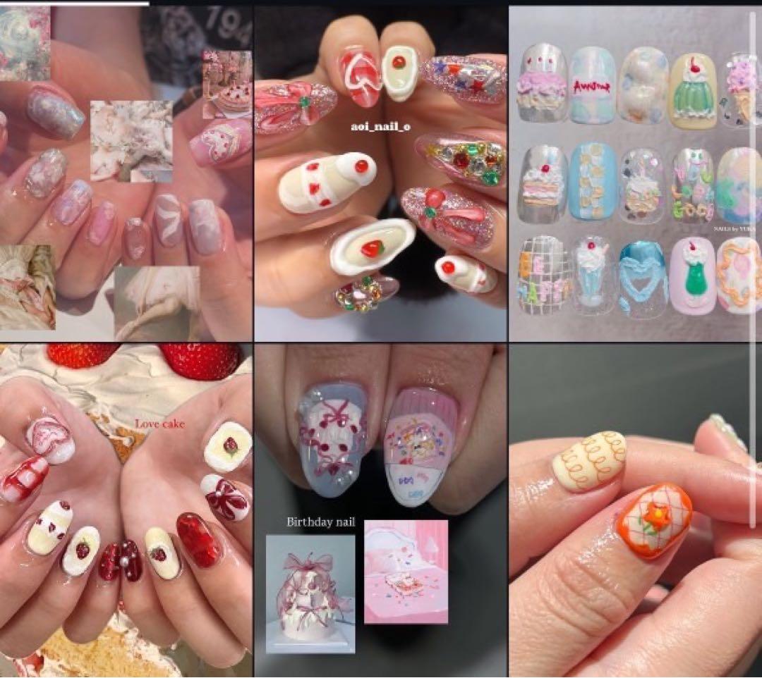 【ぷりん】フルオーダーネイルチップ×3