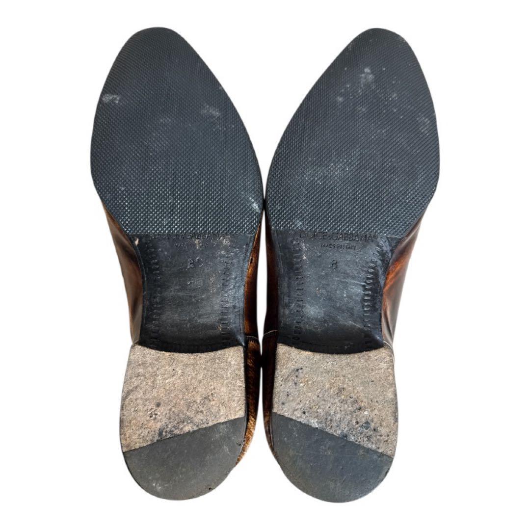 美品 DOLCE&GABBANA ドルチェ&ガッバーナ レザーシューズ 8 茶