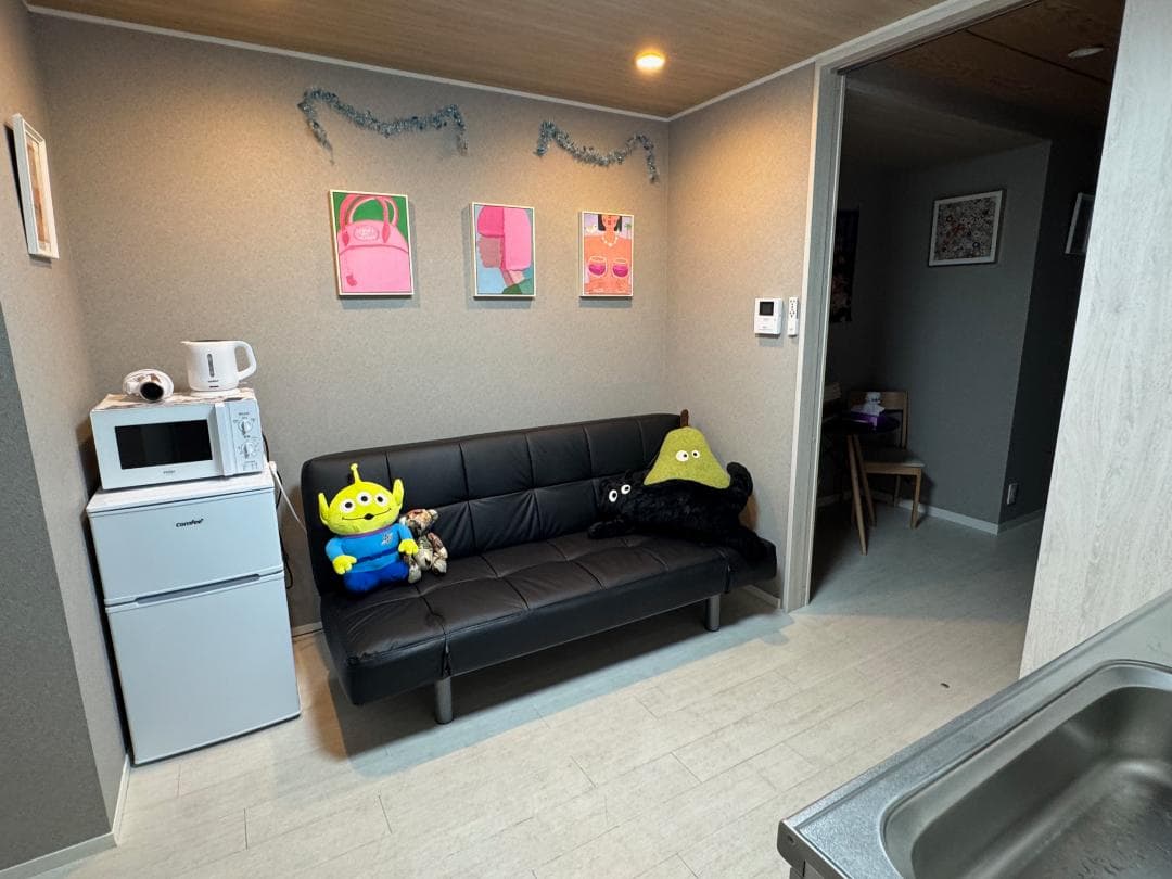 フクダ様用　ブラック ソファベッド 合成皮革 2人掛け　中古美品