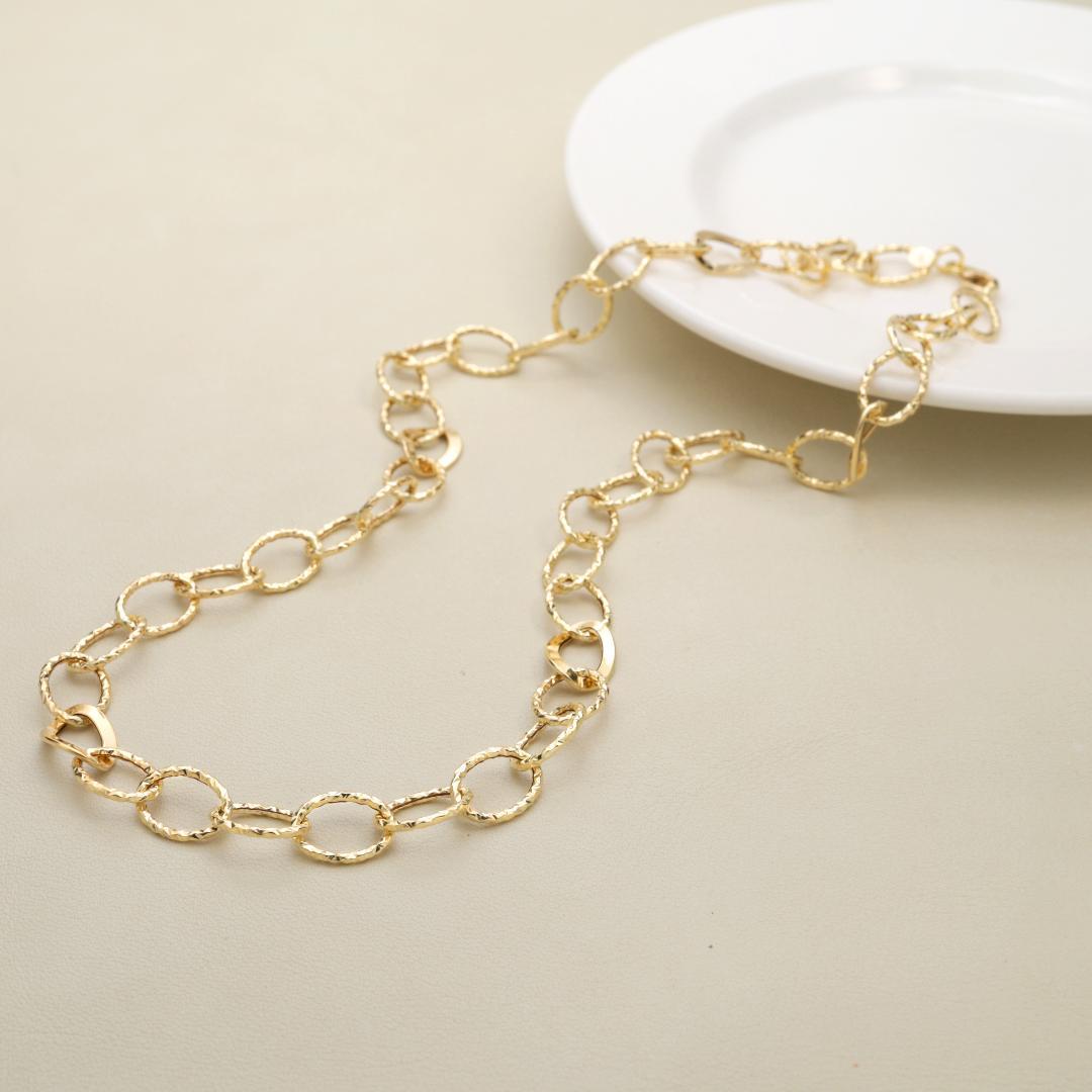 ウノアエレ【地金チェーン】K18YG カッティングデザインネックレス43cm