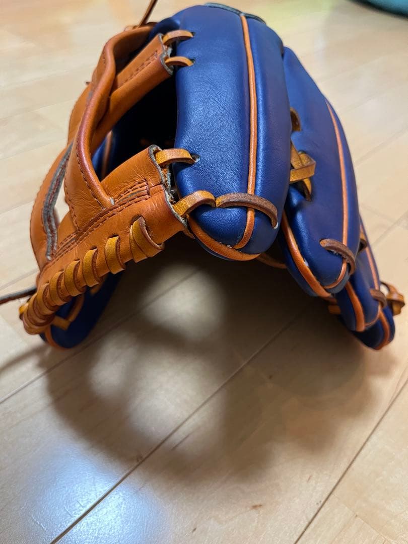 アンダーアーマ　軟式　グローブ 青　オレンジ　オーダー　中古　オールラウンド