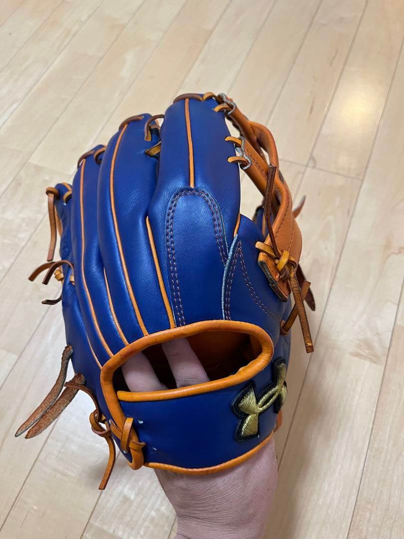 アンダーアーマ　軟式　グローブ 青　オレンジ　オーダー　中古　オールラウンド