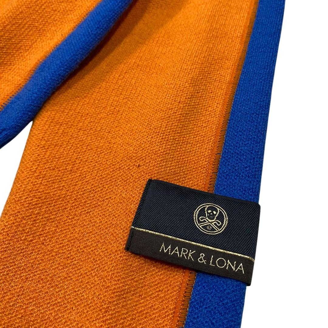 マークアンドロナ 長袖 ニット セーター 46 オレンジ ブルー ゴルフ メンズ