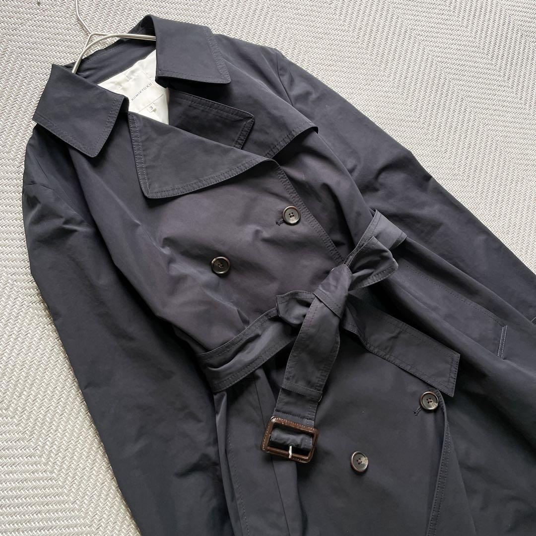 美品 組曲 【撥水・花粉が落ちやすい】T/C/Nyギャバ ロングトレンチコート