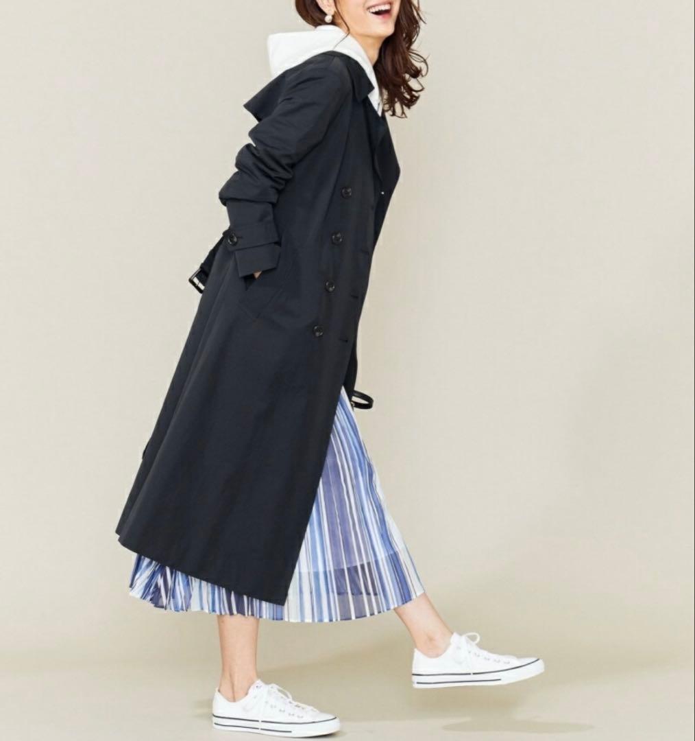 美品 組曲 【撥水・花粉が落ちやすい】T/C/Nyギャバ ロングトレンチコート