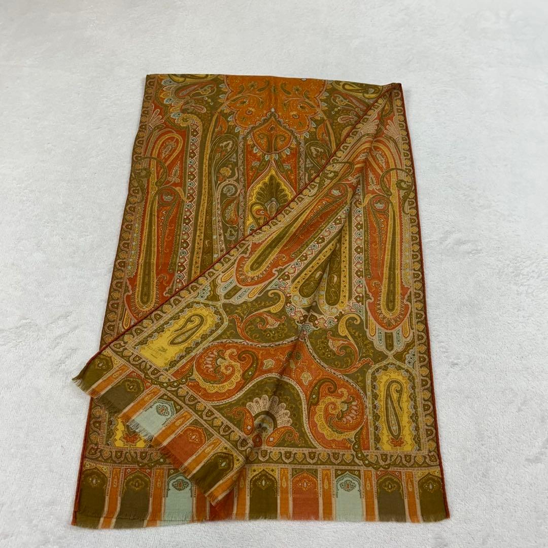 K789 新品未使用 エトロ イタリア製 ストール オレンジ レディース