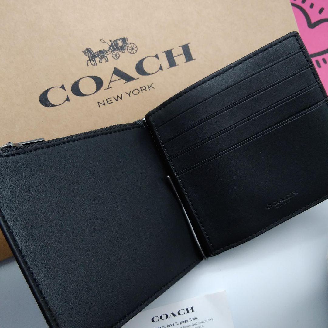新品　COACH　マネークリップ　メンズ　人気の小銭入れ付き