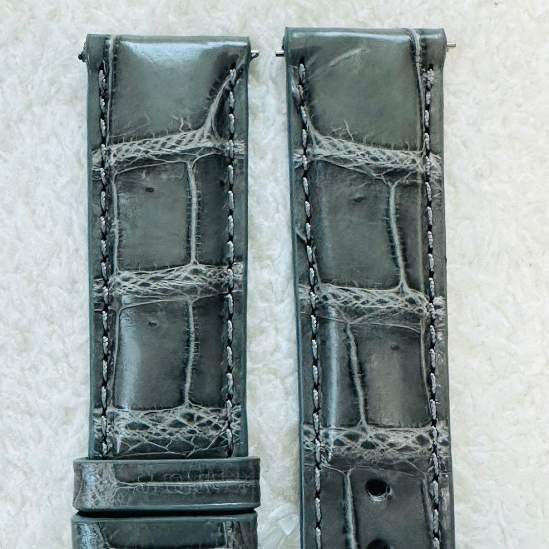 3021#20mm-18mmダークアッシュ★本物クロコダイルベルト★スイス製