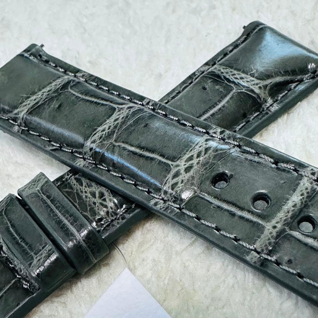 3021#20mm-18mmダークアッシュ★本物クロコダイルベルト★スイス製