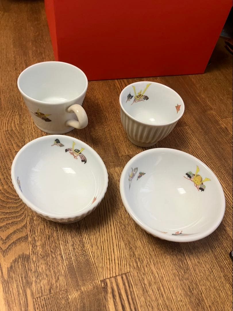 深川製磁　かぶと絵　お子様揃　食器セット　お食い初め