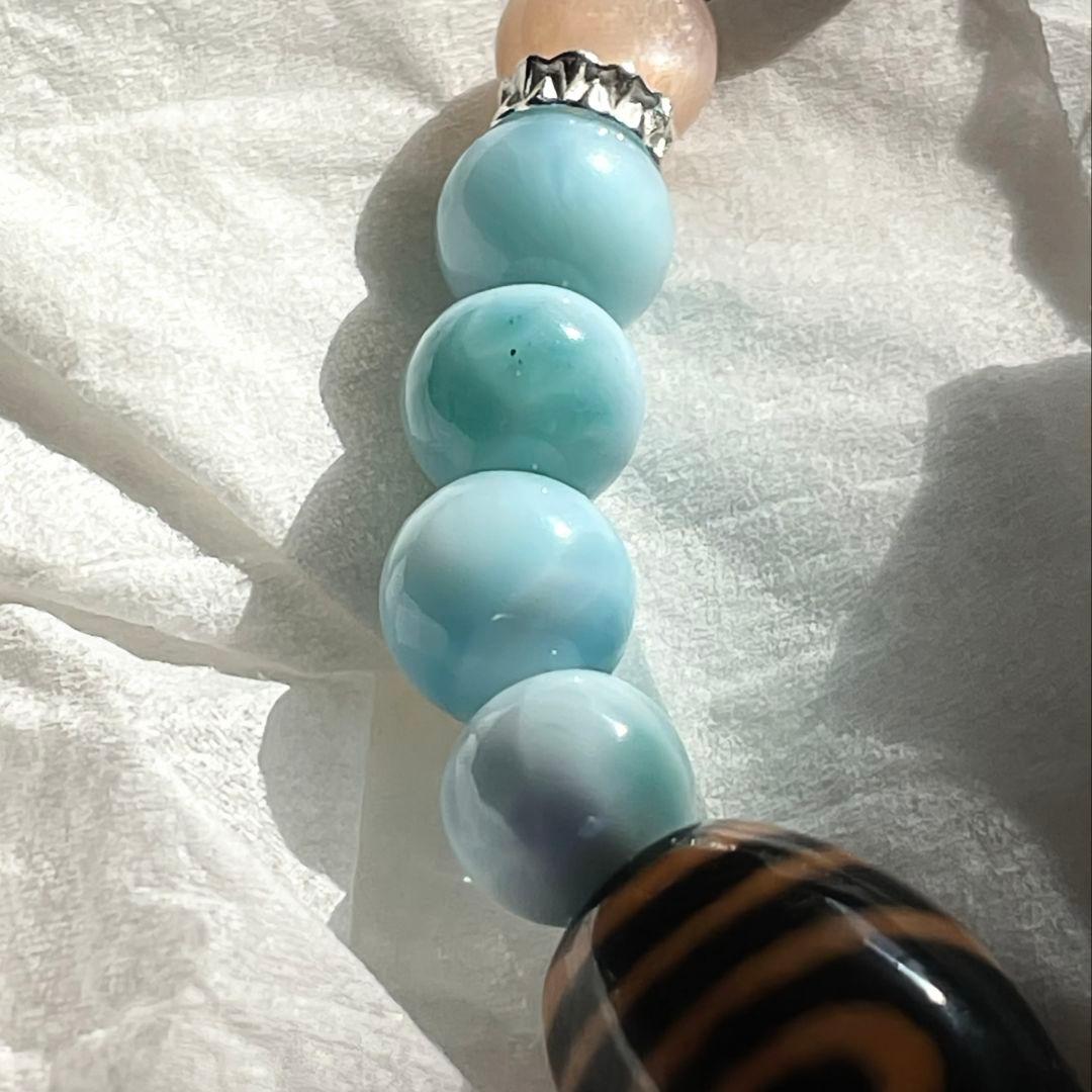 ソラ様【ニ眼天珠】ラリマー 天珠 スキャボライト 華奢ブレス 縁を引き寄せる