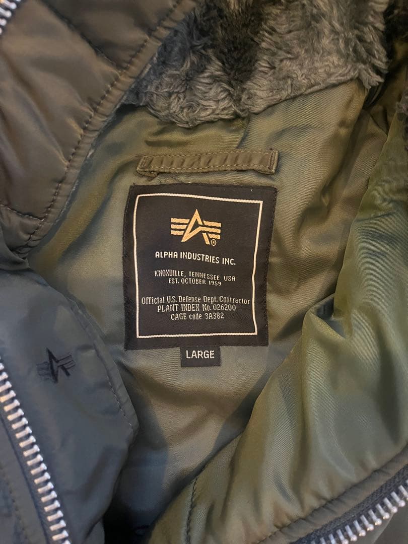 【美品】アルファ N-3B フライトジャケット L ラクーンファー カーキ