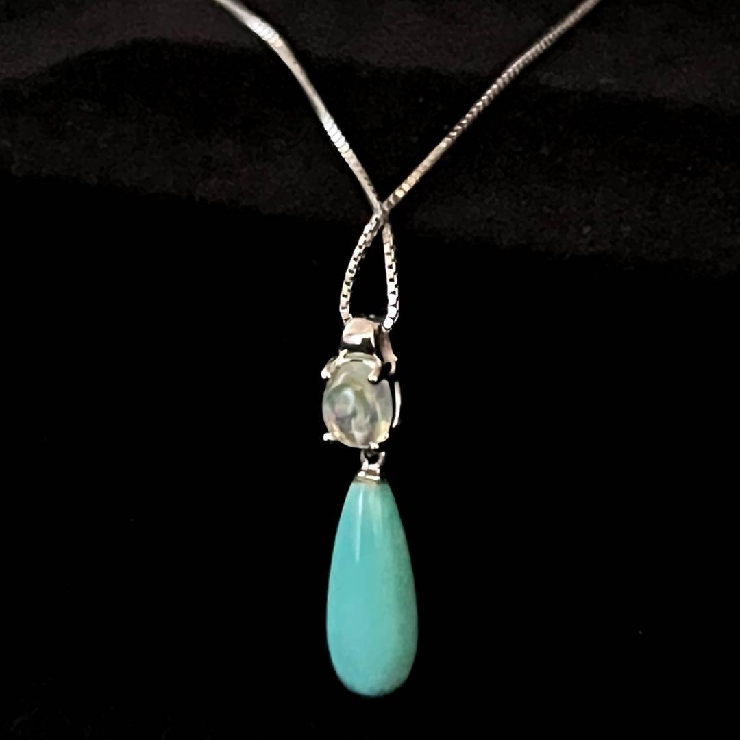 k18 シルバー925 ネックス　オパール ターコイズ　ティアドロップ