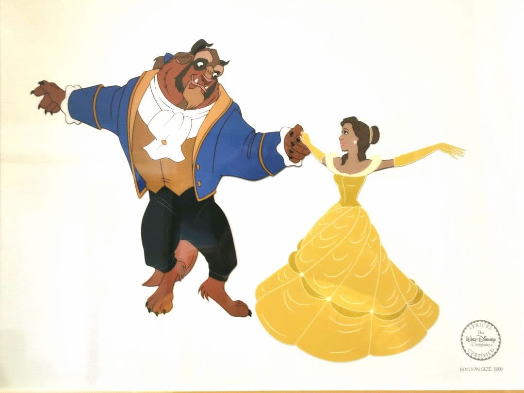【希少・レア品】Disney『美女と野獣』セル画 アンティーク絵画 フレーム付
