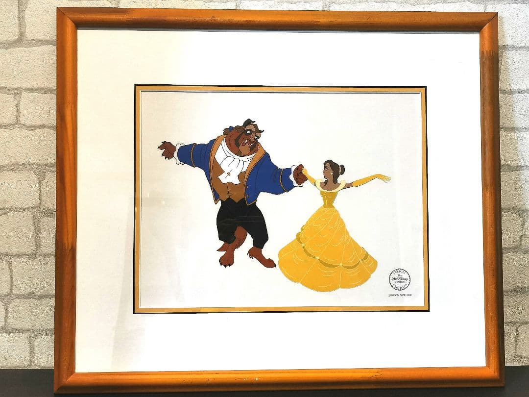 【希少・レア品】Disney『美女と野獣』セル画 アンティーク絵画 フレーム付