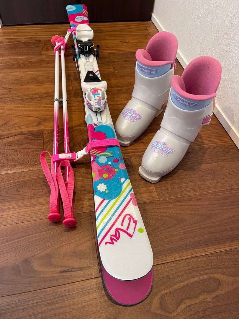 Elan スキー板 ストック ブーツ 3点セット ジュニア 子供用 ベルト付き