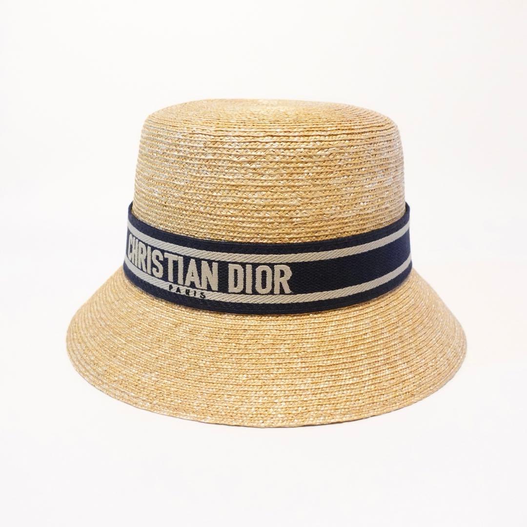 クリスチャンディオール　ストローハット　麦わら帽子　56