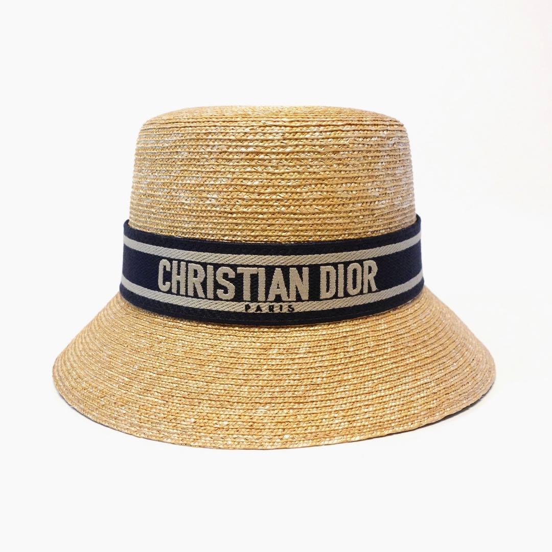 クリスチャンディオール　ストローハット　麦わら帽子　56