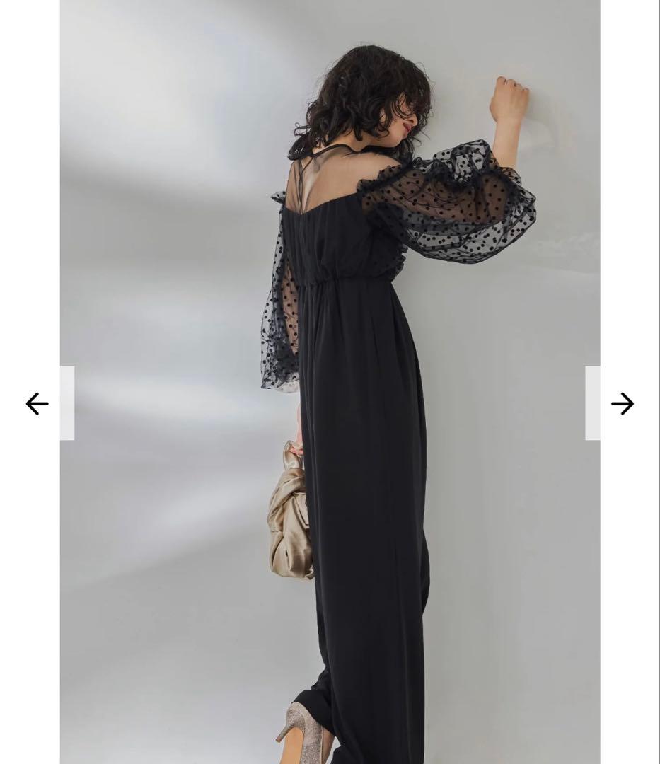 【値下げ】フロッキードットパンツドレス niana 結婚式ドレス お呼ばれドレス