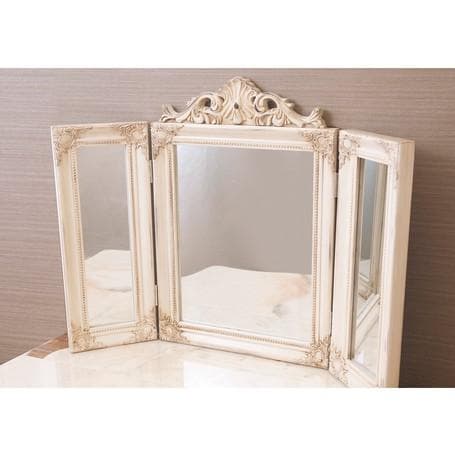 アンティーク調 ミラー 鏡 家具 プリンセスミラー ３面鏡 ホワイト