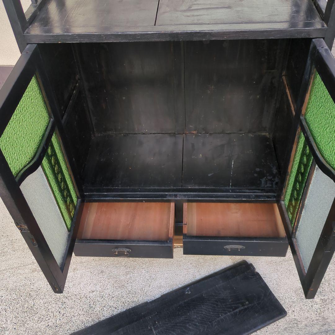 Coco atelierbrocante アンティーク 箪笥 色ガラス