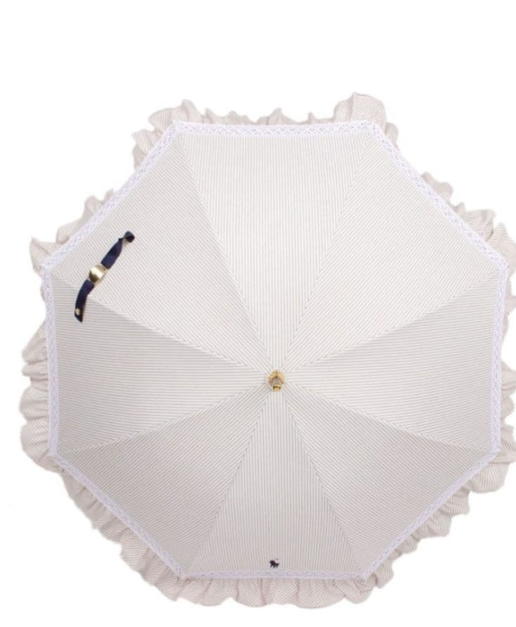 ポロラルフローレン☆ストライプフリル長傘☆遮光遮熱UV晴雨兼用