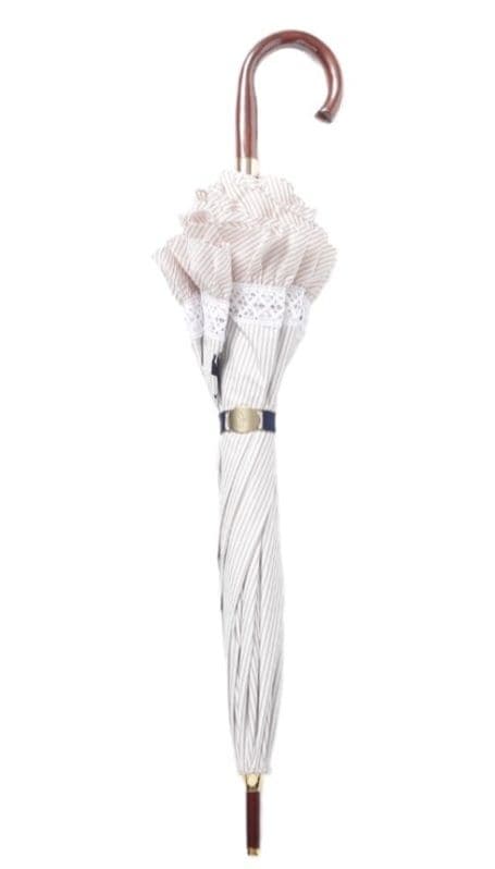 ポロラルフローレン☆ストライプフリル長傘☆遮光遮熱UV晴雨兼用