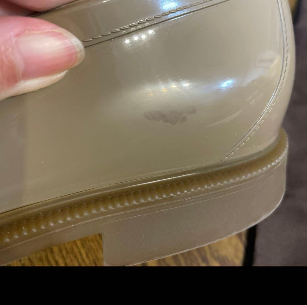 グッチ　ベージュ レインシューズ　ローファー サイズ7