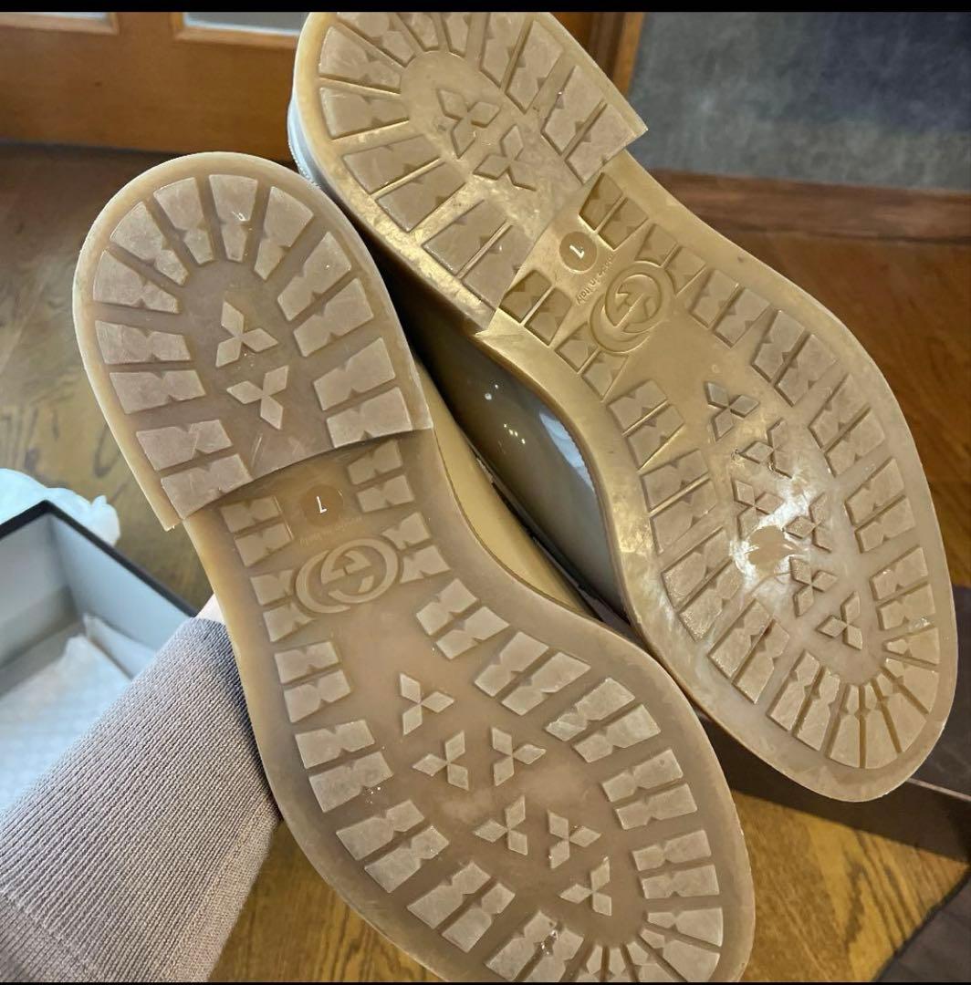 グッチ　ベージュ レインシューズ　ローファー サイズ7