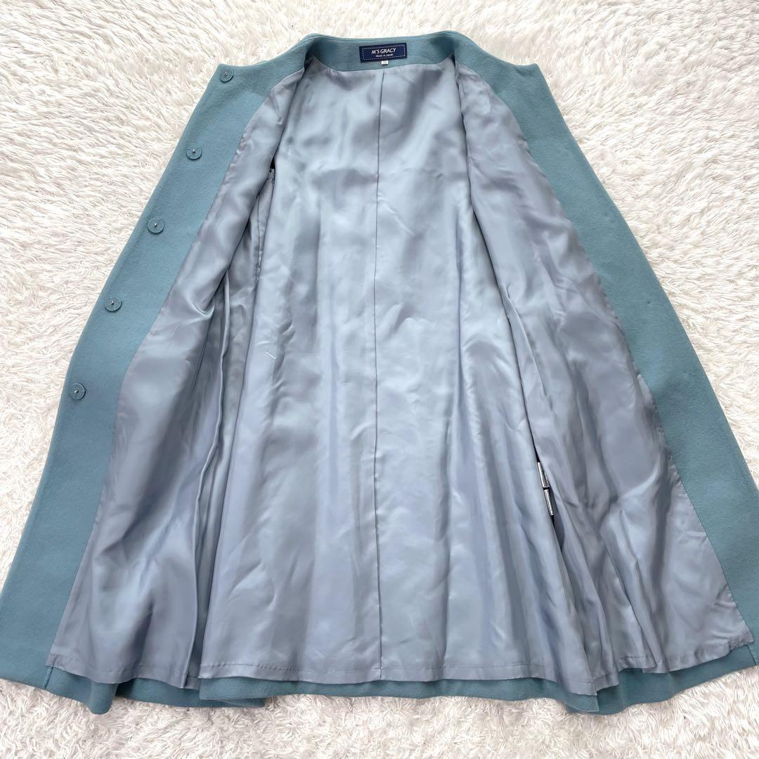 美品✨M'S GRACY エムズグレイシー　ノーカラー ロングコート ビジュー