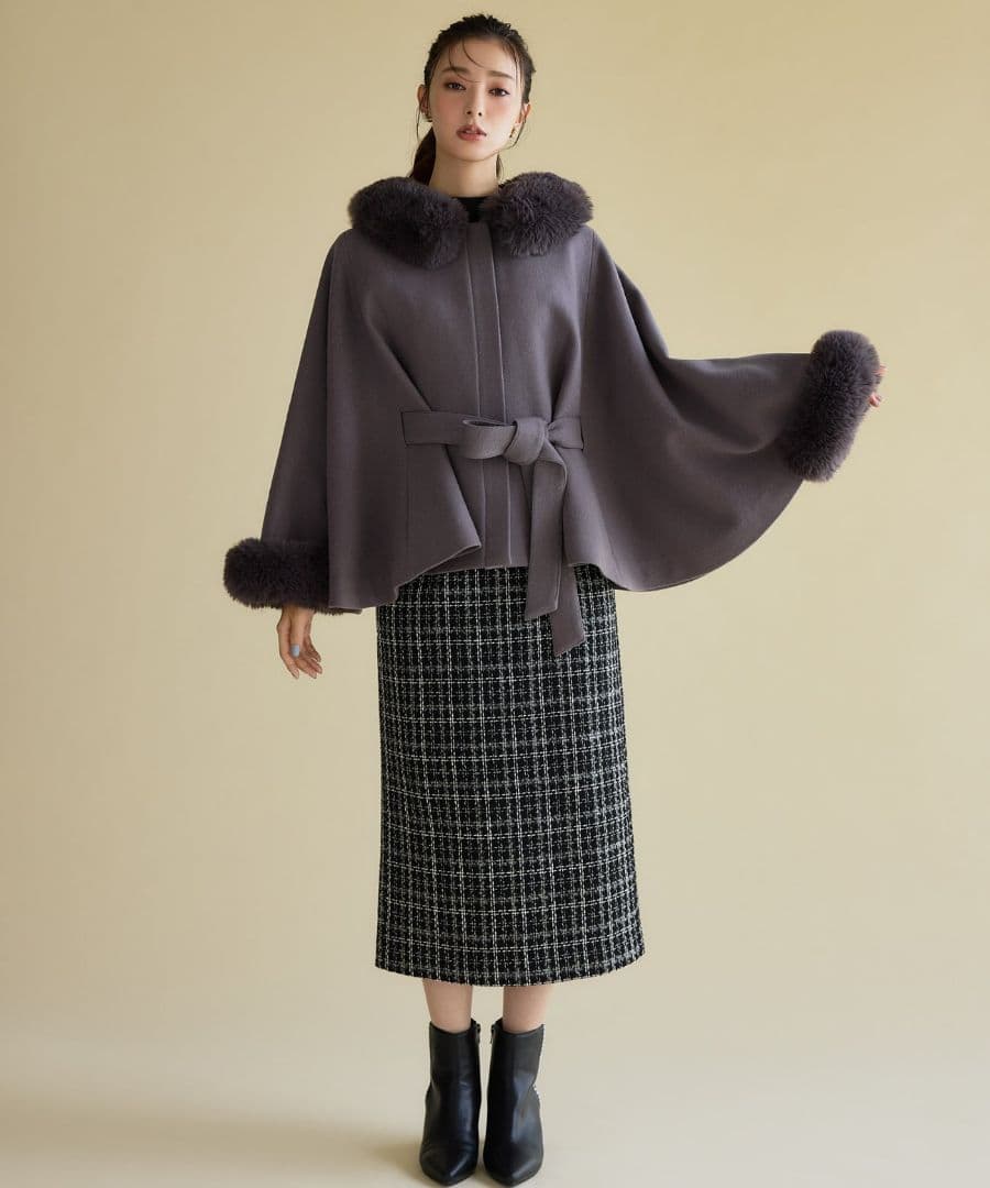 MISCHMASCH ポンチョコート ミッシュマッシュ チャコールグレー ケープ