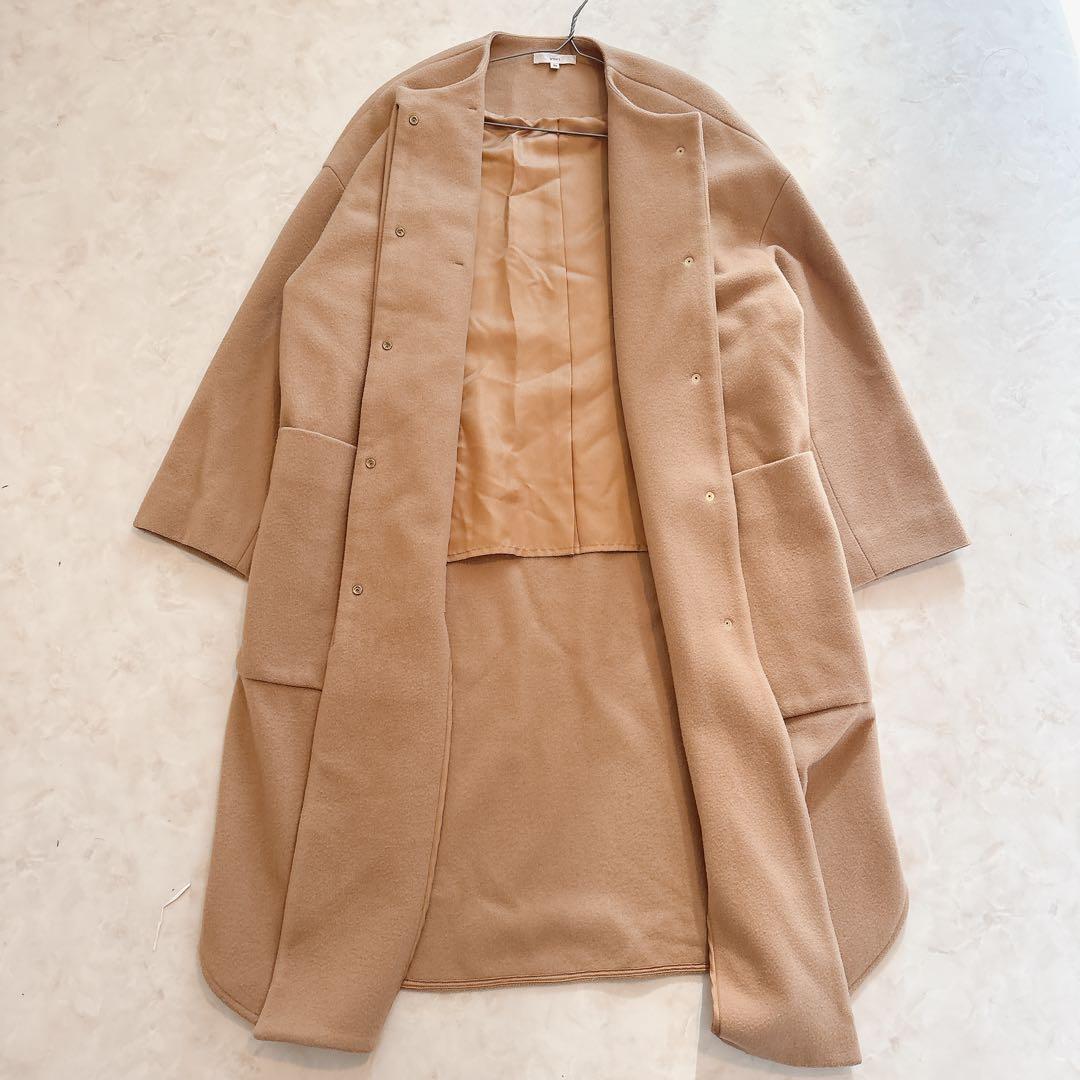週末セール　yori ウールコート　ベージュ　オーバーサイズ　M