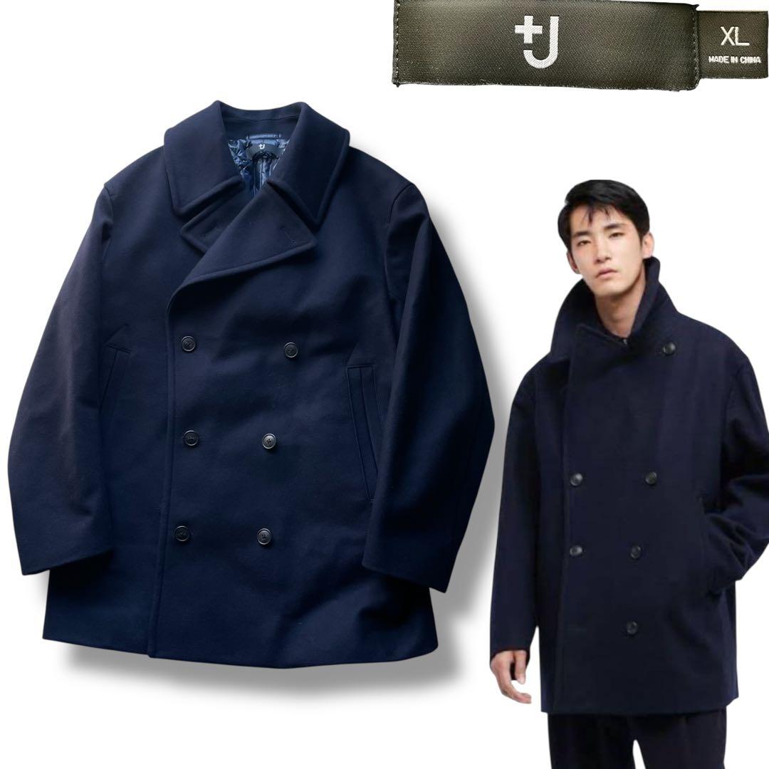 美品 ジルサンダー ユニクロ＋J ウールブレンド オーバーサイズ ピーコートXL