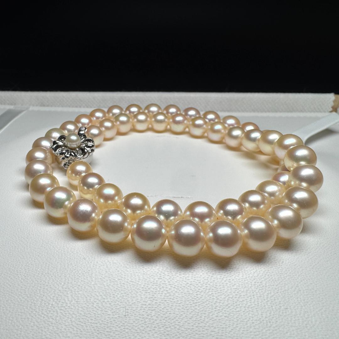 鑑別書付き テリ強✨ あこや真珠 パール ネックレス 約7.5-8.0mm SV