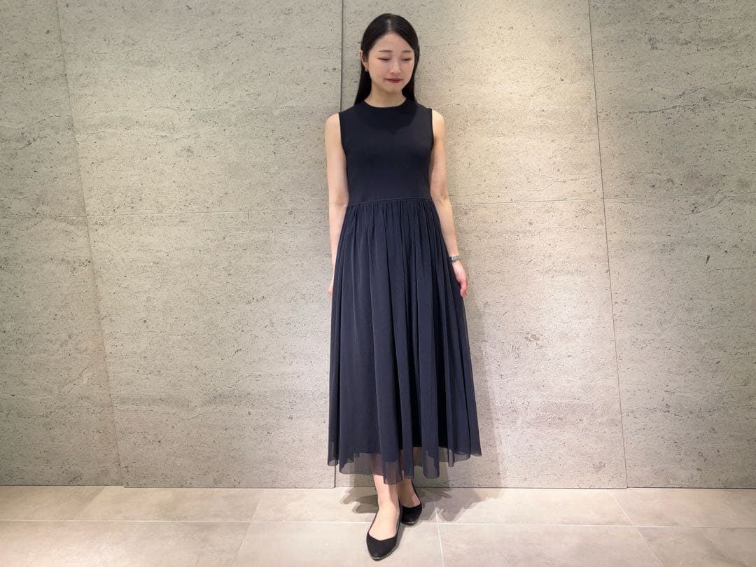 M-PREMIER ニットチュールドッキングワンピース