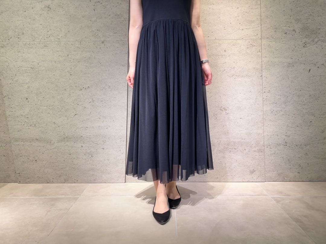 M-PREMIER ニットチュールドッキングワンピース