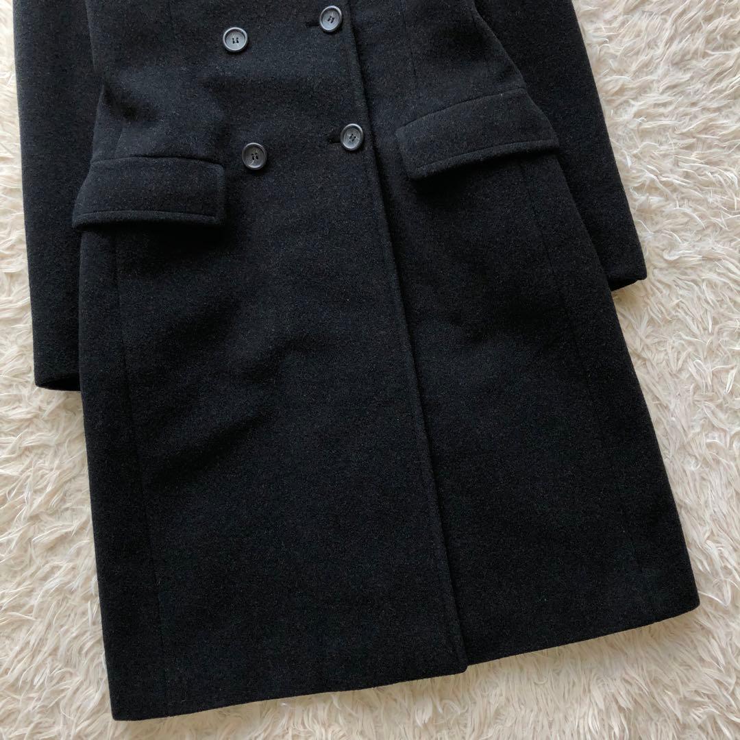 【美品】マックスマーラダブルチェスターコート　ロング　黒　毛100%　イタリア製