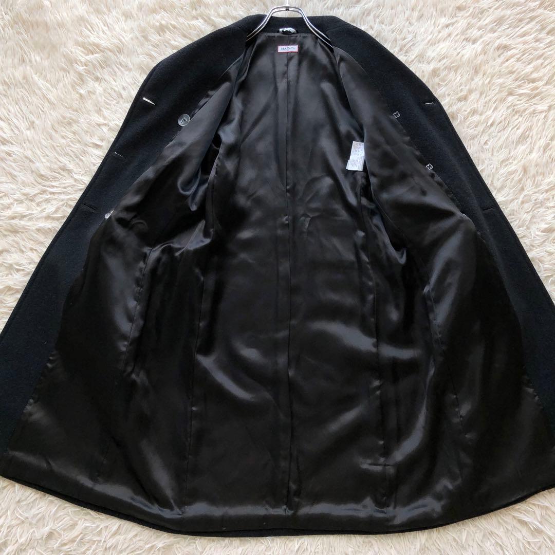 【美品】マックスマーラダブルチェスターコート　ロング　黒　毛100%　イタリア製