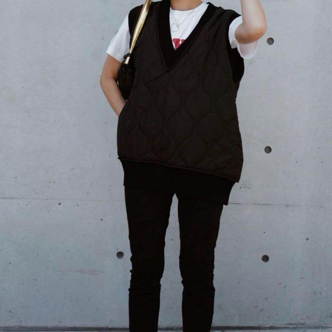 【完売品】machatt マチャット キルティング ベスト ブラック Vネック