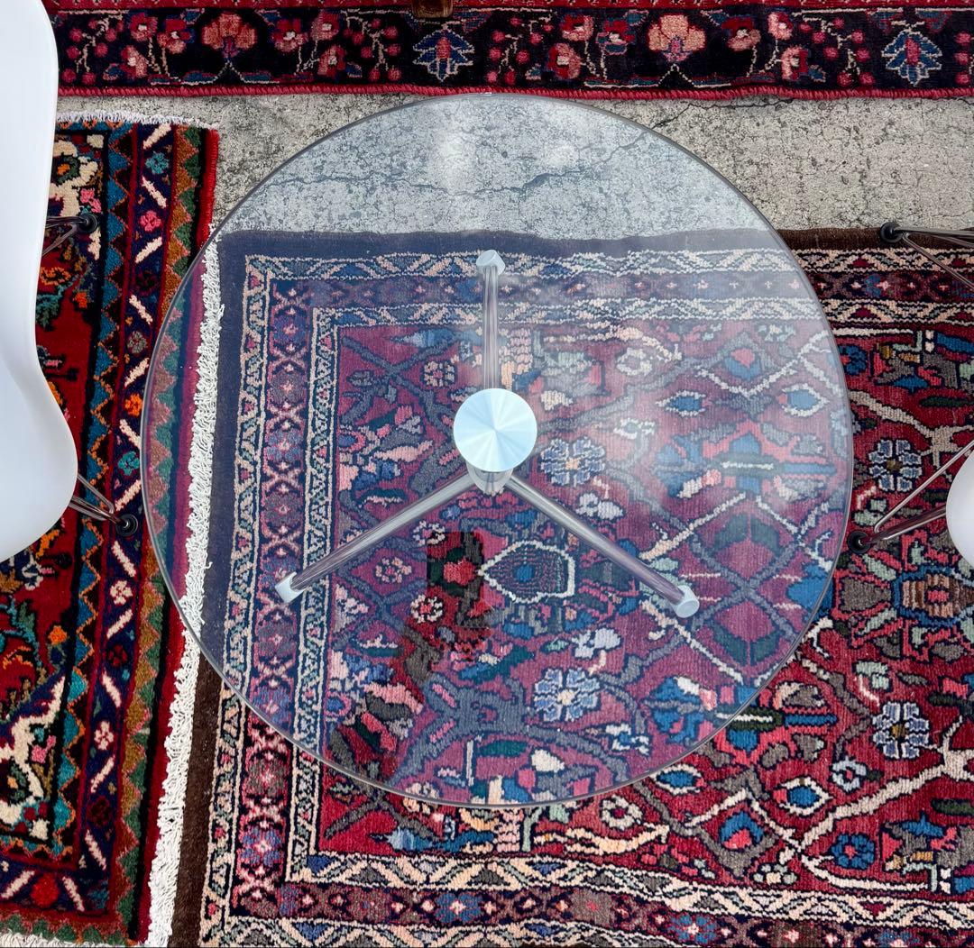 ACTUS ガラスサイドテーブル 直径50cm モダン