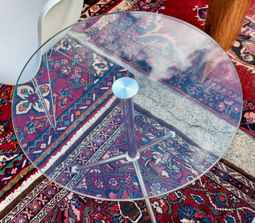 ACTUS ガラスサイドテーブル 直径50cm モダン