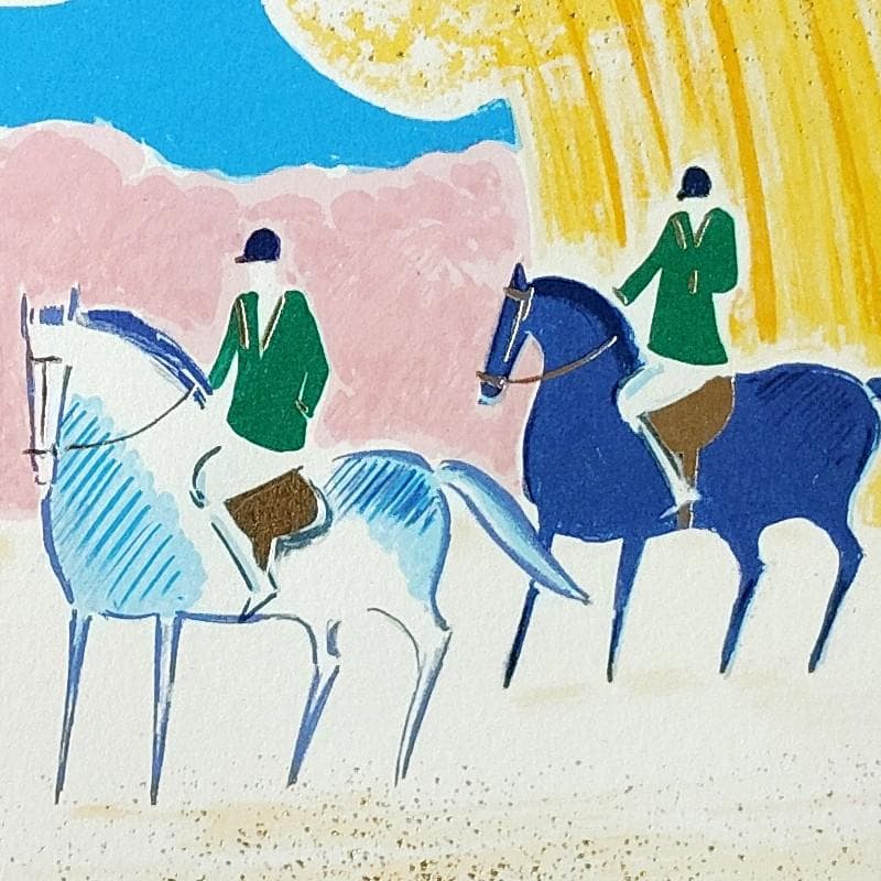 ☆セルジュ・ラシス☆「乗馬風景」新品35ｃｍ角額！