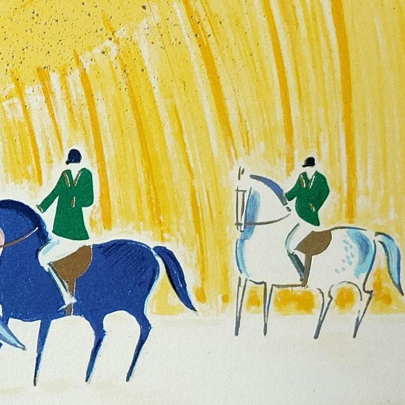 ☆セルジュ・ラシス☆「乗馬風景」新品35ｃｍ角額！