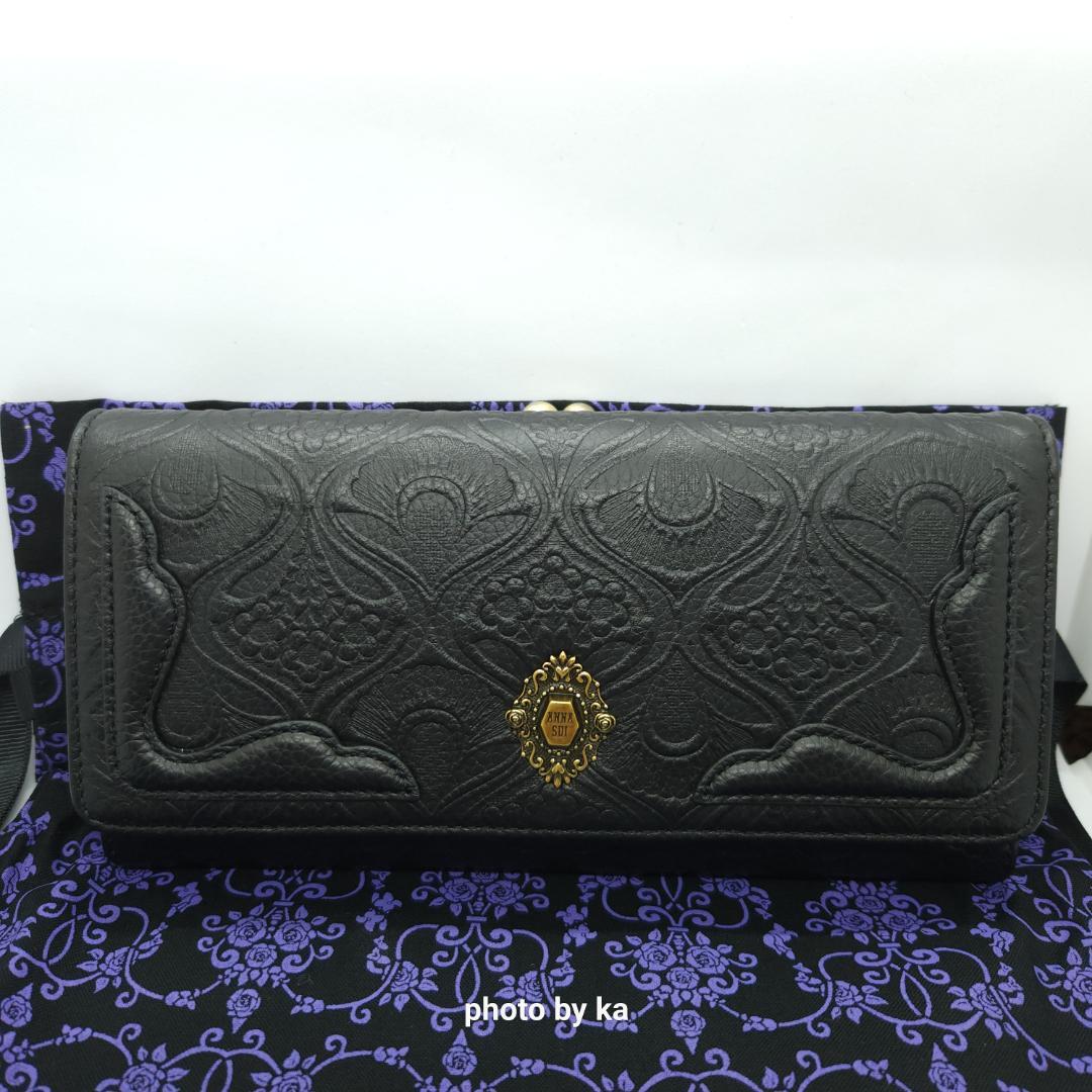 ブラック 新品 未使用 アナスイ ノヴァ ANNA SUI がま口 長財布 黒色