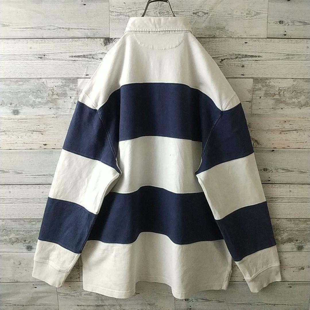 希少☆ポロバイラルフローレン 太ボーダー 刺繍 ビッグポニー ラガーシャツ XL