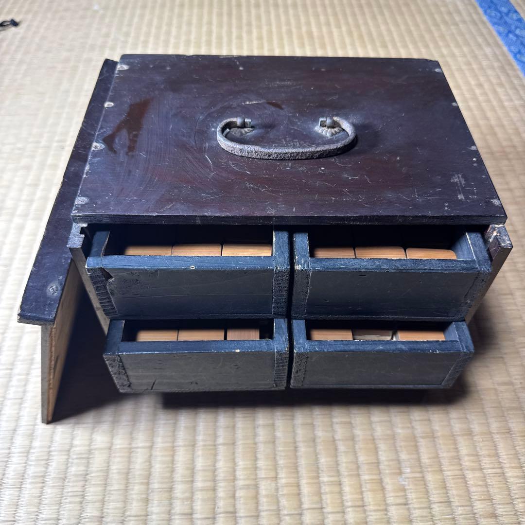 木製麻雀牌収納ボックス 4引き出し付き