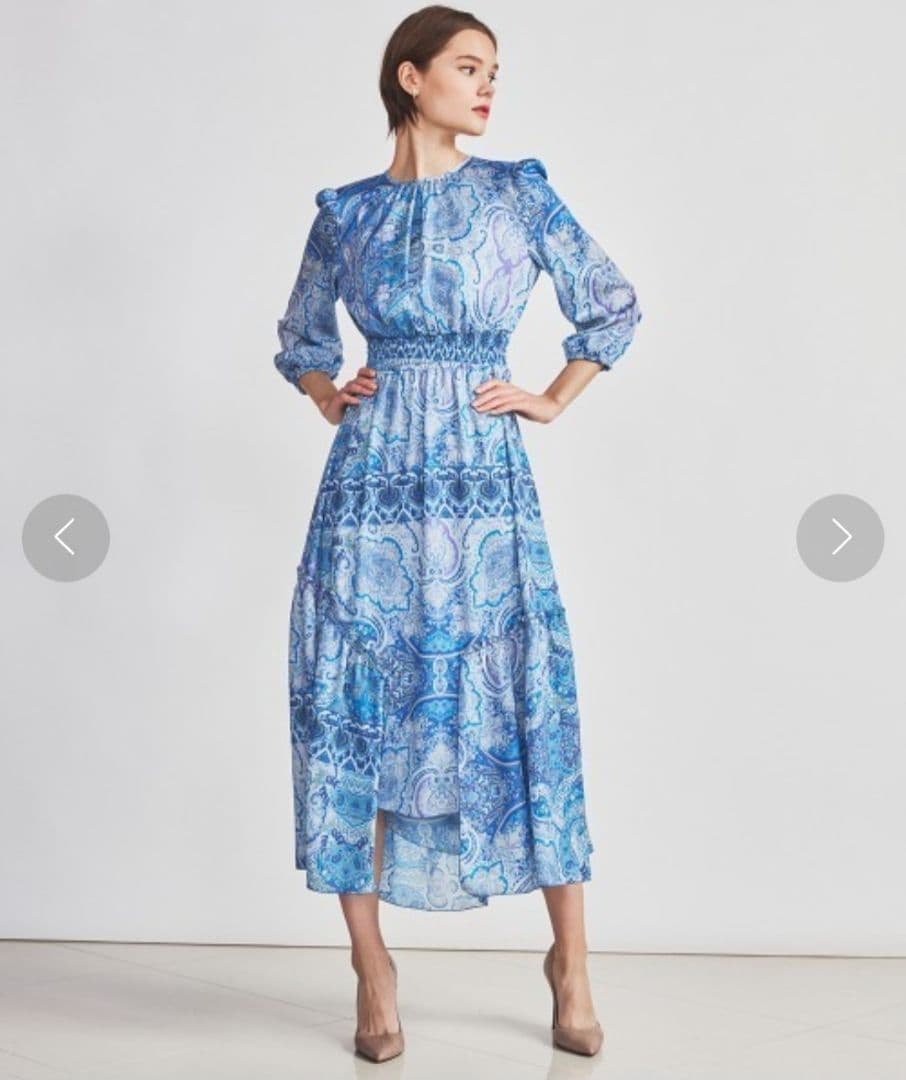 web限定 コルコバード Polyester Chiffon シャーリングドレス